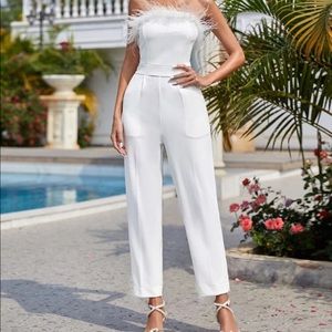 Shein white feather jumpsuit